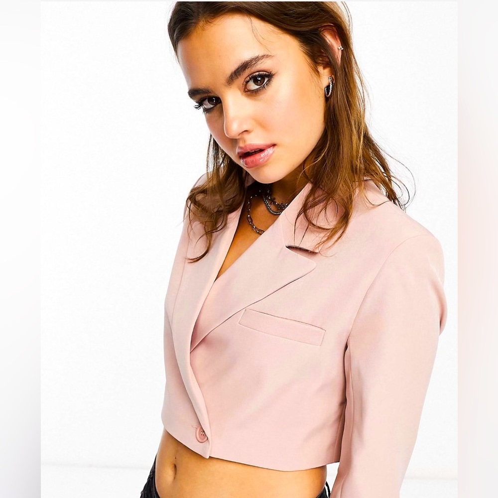 ASOS Design Cropped Utility Blazer Gorgeous Mauve Hue